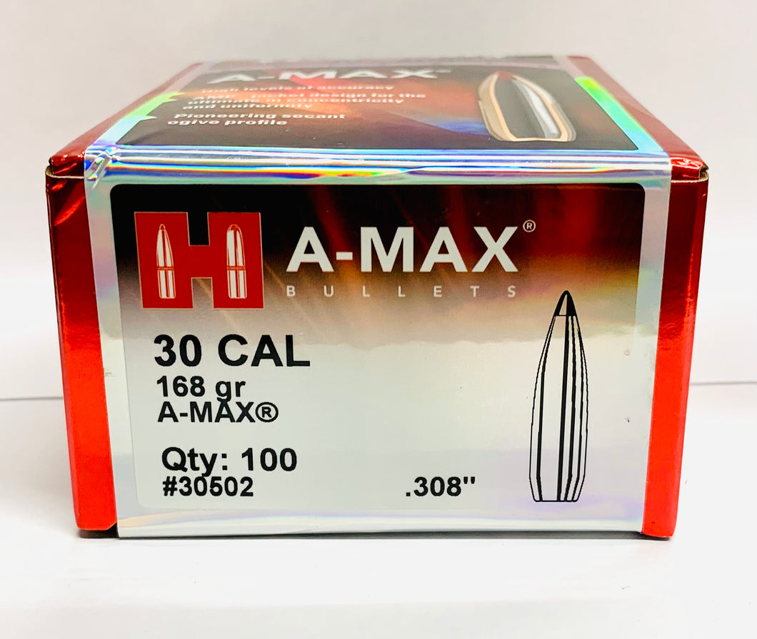 30 CAL (168GR) A-MAX Bullets by Hornady (100 pcs) #30502