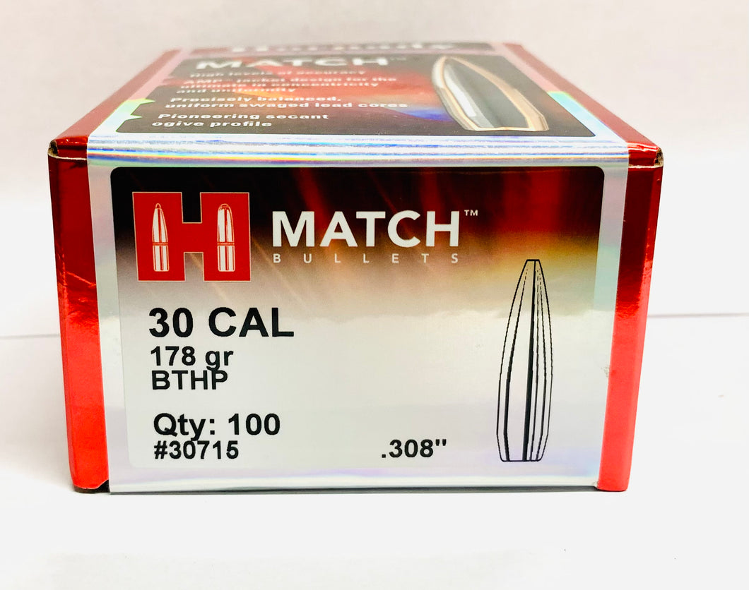 30 CAL (178GR) BTHP MATCH Bullets by Hornady (100 pcs) #30715