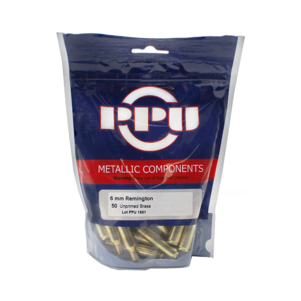 6mm Remington Unprimed Brass by PPU (50 pcs)