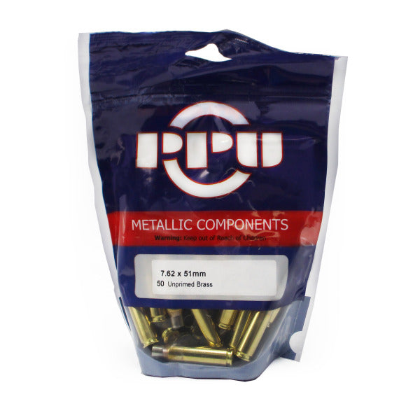 7.62x51 Nato Unprimed Brass by PPU (50 pcs)