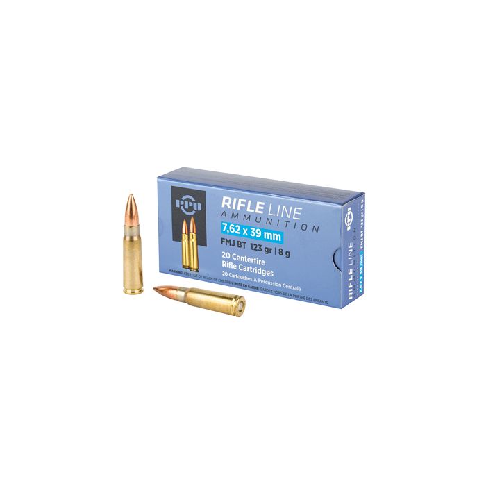 7.62x39 SP RN Ammunition 123gr by PPU (20 pcs)