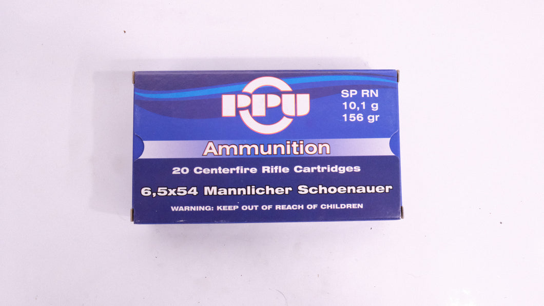 Ammunition 6.5x54 PPU Mannlicher Schoenauer 156 Gr
