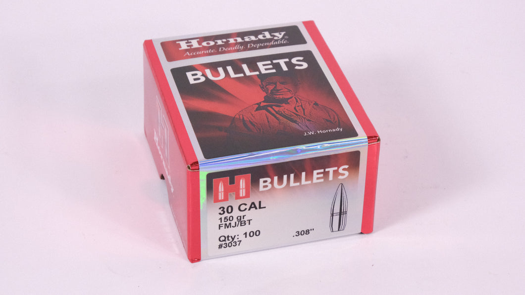 30 Cal. Hornady Bullets (150GR) FMJ/BT #3037