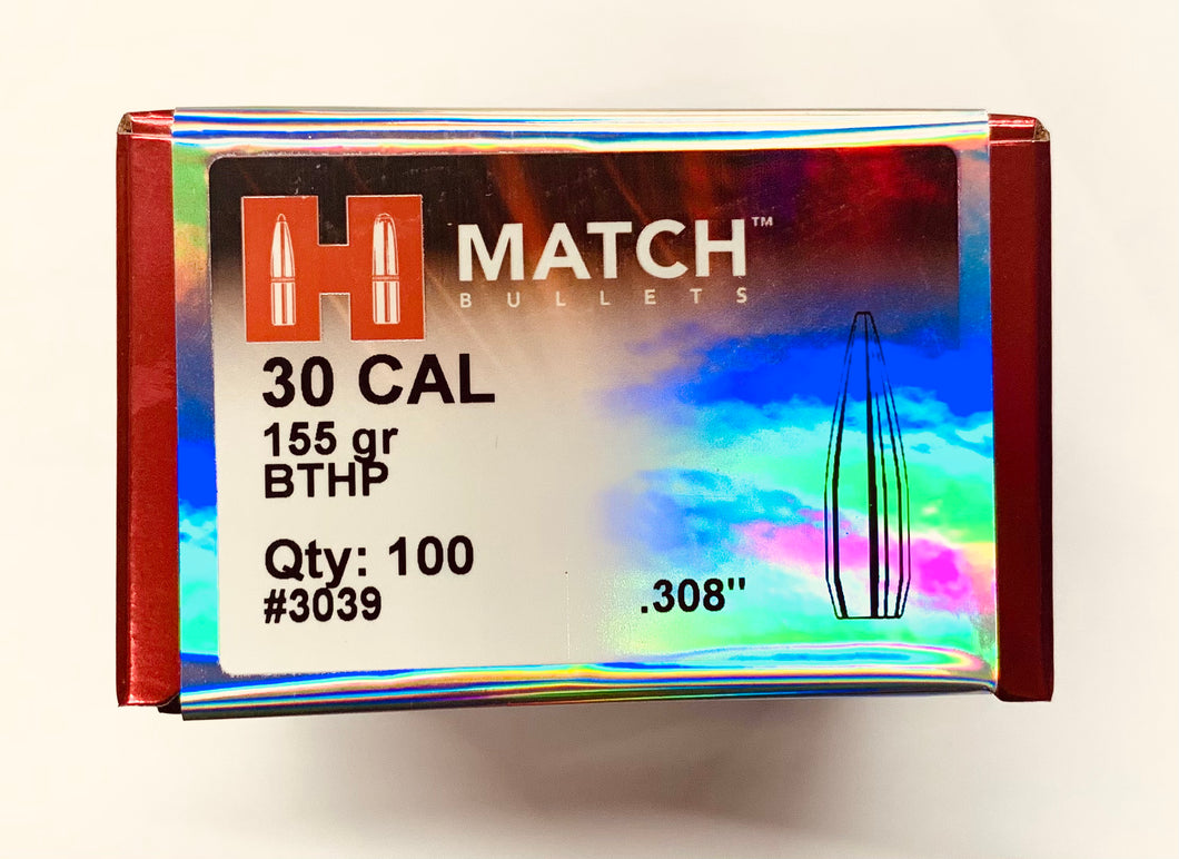 30 Cal BTHP MATCH (155 gr) Bullets by Hornady (100 pcs)