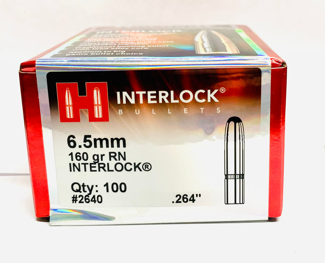 6.5 mm (160 GR) RN INTERLOCK Bullets by Hornady (100 pcs) #2640
