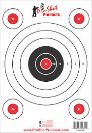 Pro-Shot 9''x13'' 5 Bullseye Target with Adhesive Backing- 6 pcs